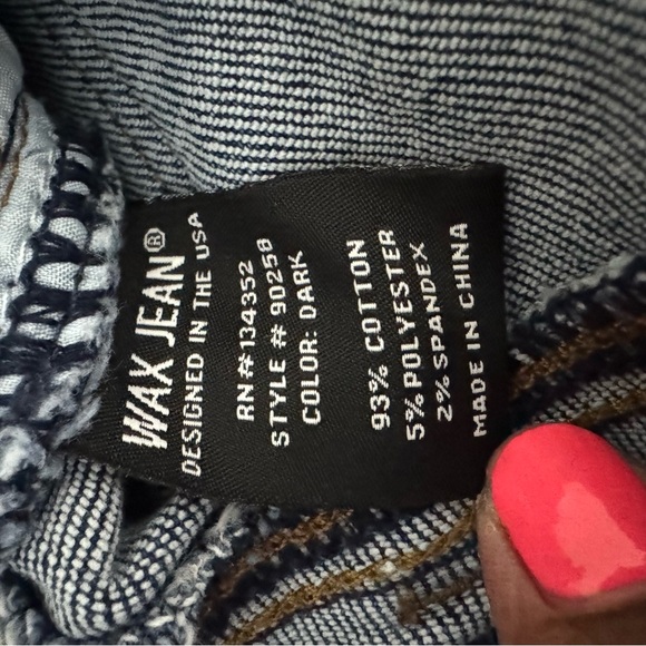 Wax Jean Dark Blue Distressed Skinny Jeans - Picture 4 of 5